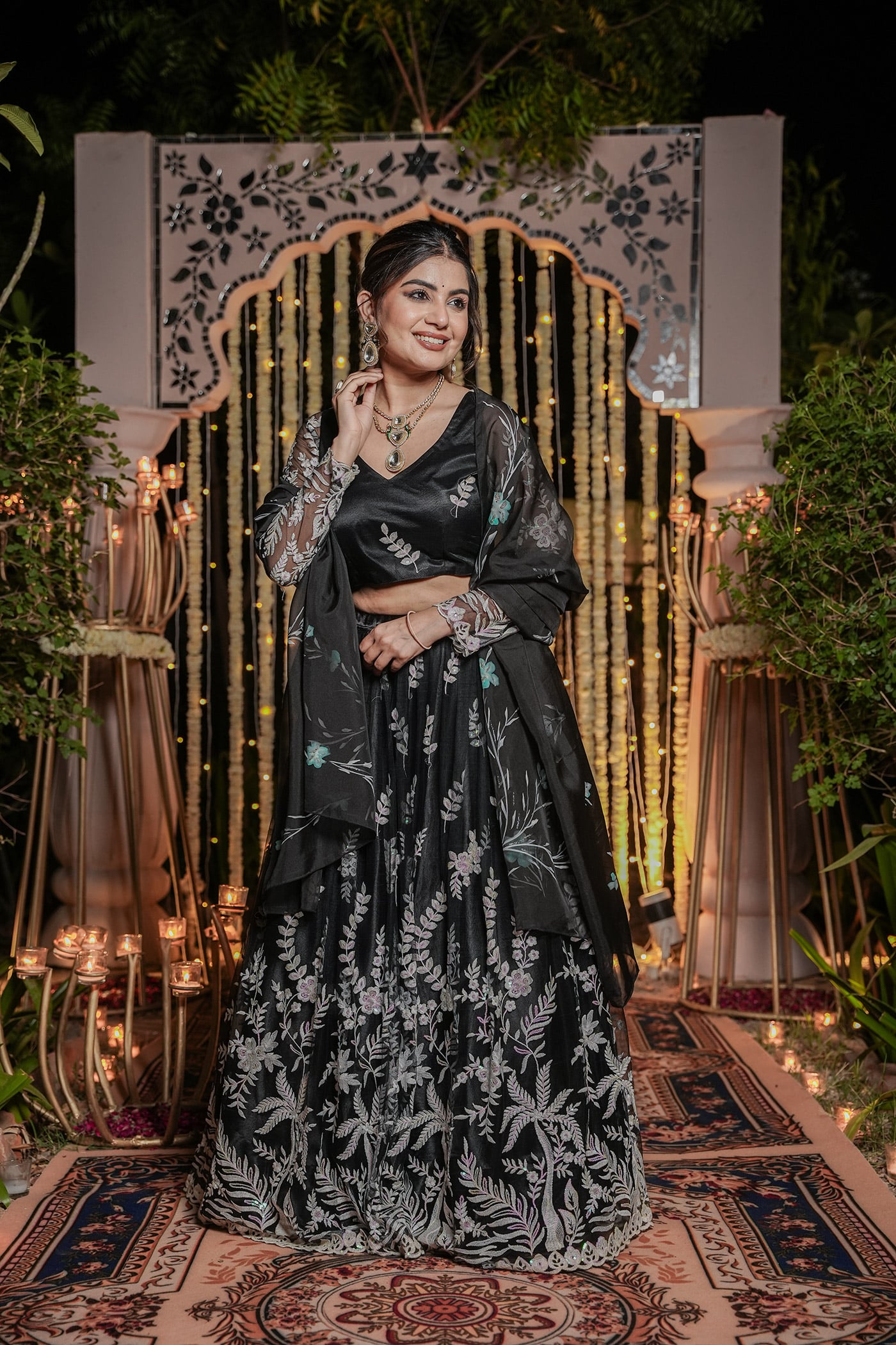 black embroidered lehenga choli