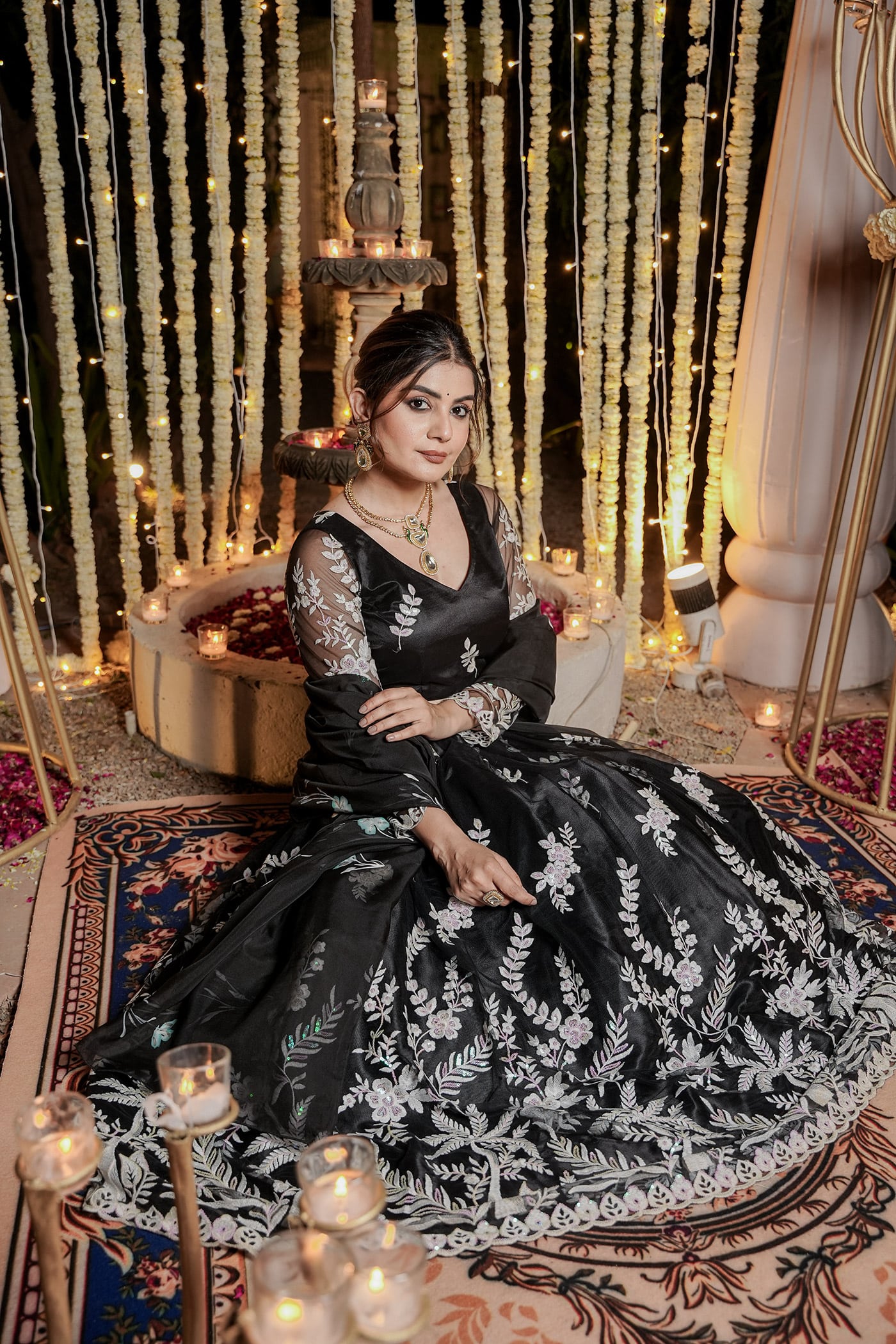 black embroidered lehenga choli